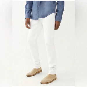 True Religion Men's Rocco Renegade Relaxed Skinny Fit Stretch White Jeans